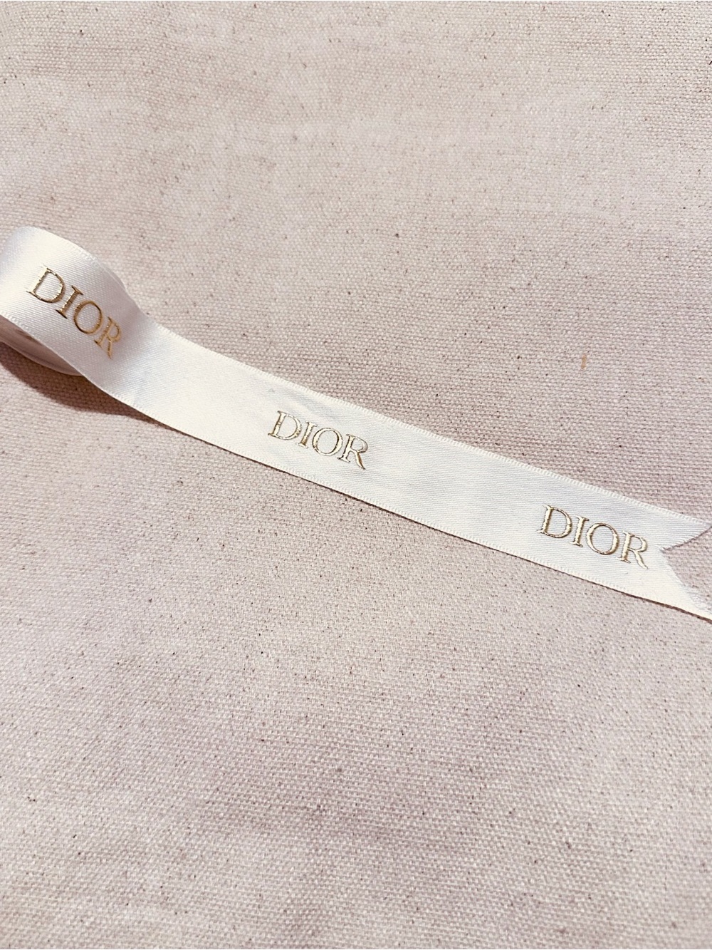 Dior | Ribbon | Dior Satin Ribbon in White with Gold Logo